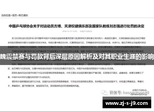 魏震禁赛与罚款背后深层原因解析及对其职业生涯的影响