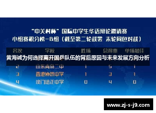 黄海诚为何选择离开国乒队伍的背后原因与未来发展方向分析